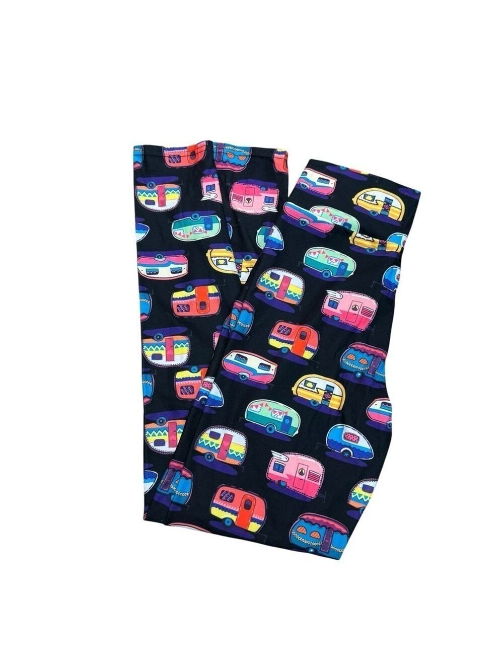 Crazy Train Leggings Medium Vintage Camper Print